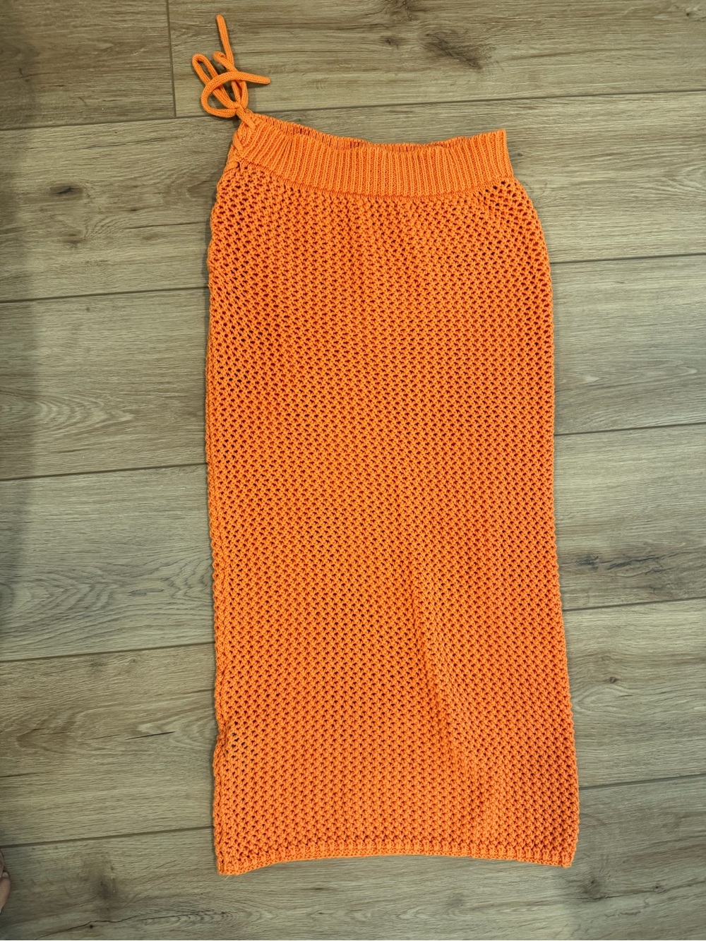 Zara Bright Orange Crochet Midi Skirt - Picture 2 of 2